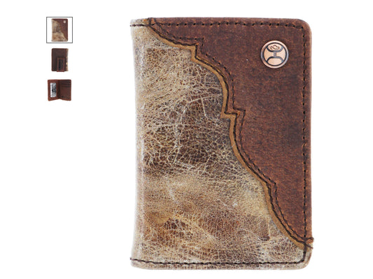 HOOEY CHISHOLM TRICOLOR WESTERN CORNER YOKE LEATHER BIFOLD MONEY CLIP