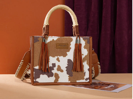 WRANGLER COW PRINT TOTE/CROSSBODY