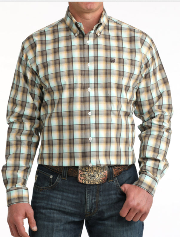 CINCH MENS LONG SLEEVE PLAID BUTTON UP SHIRT