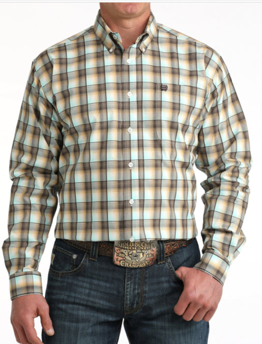 CINCH MENS LONG SLEEVE PLAID BUTTON UP SHIRT