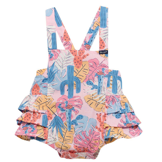 WRANGLER BABY GIRLS SLEEVELESS RUFFLE SHORT OVERALL ONSIE