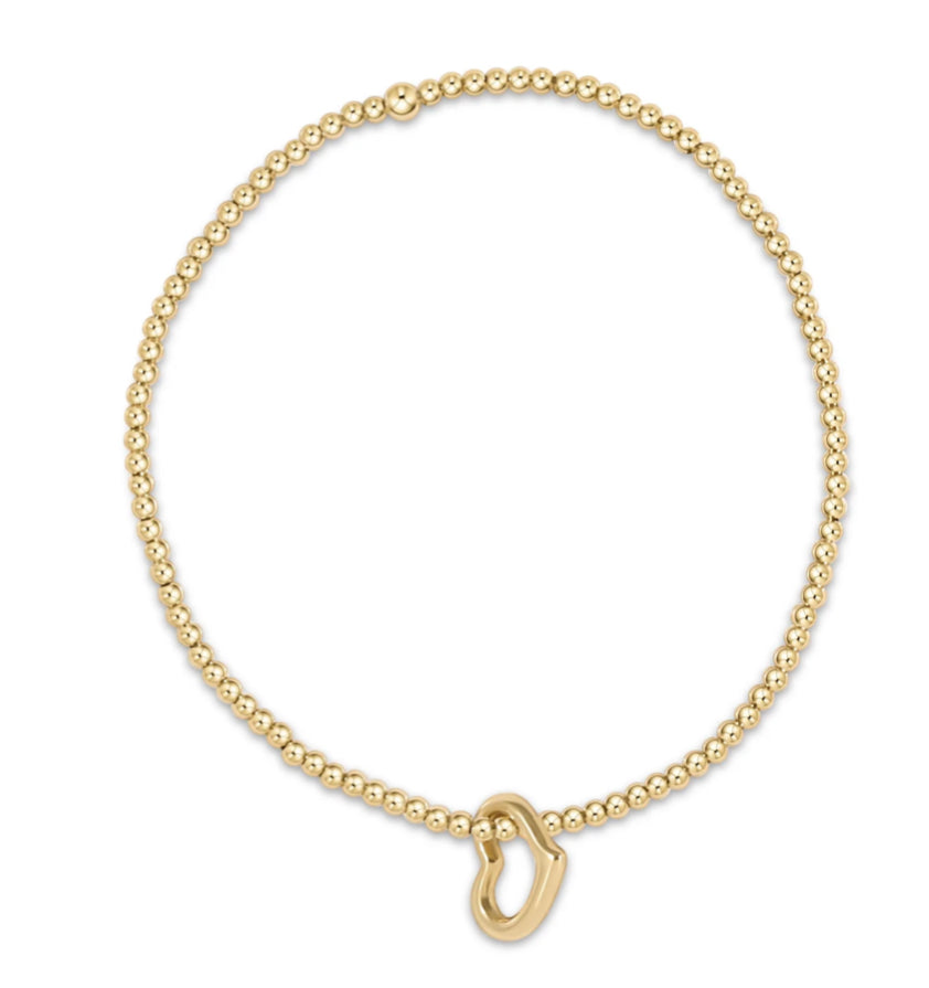 E NEWTON EXTENDS CLASSIC GOLD 2.5 MM BEAD BRACELET LOVE CHARM