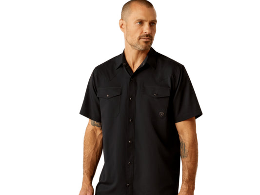 ARIAT MENS VENTTEK WESTERN FITTED SNAP SHORT SLEEVE SHIRT