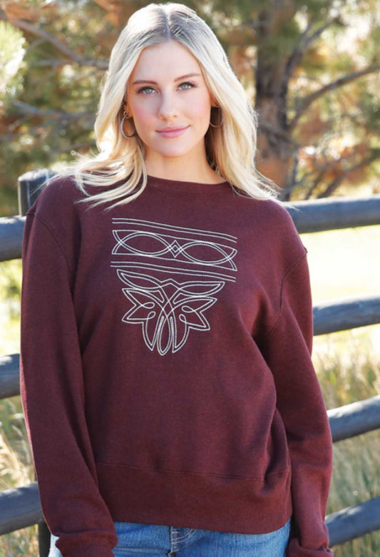 CINCH WOMENS BOOTSTITCH BURGUNDY SWEATSHIRT