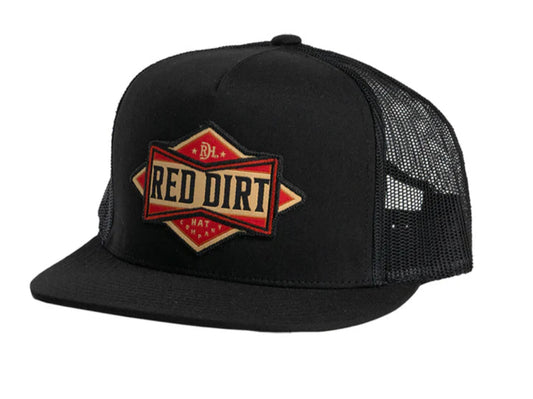 RED DIRT HAT CO COWBOY BOWTIE-BLACK/BLACK 5 PANEL HAT