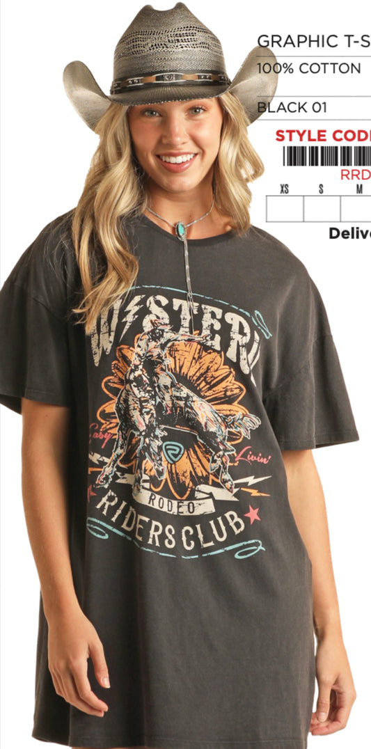 ROCK AND ROLL DENIM WOMENS GRAPHIC TSHIRT DRESS