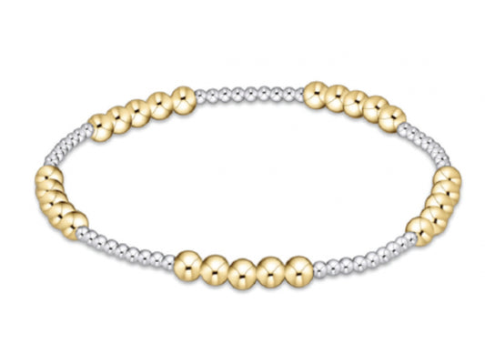 E NEWTON CLASSIC BLISSFUL PATTERN 2MM BEAD BRACELET 4MM MIXED METAL