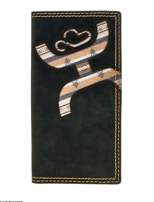 HOOEY ORIGINAL LASER CUT HANDS-UP HOOEY LOGO RODEO WALLET WITH LAKOTA PRINT INLAY