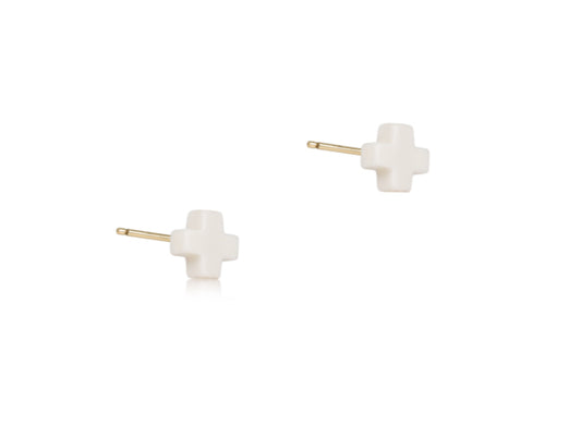 E NEWTON SIGNATURE CROSS SMALL STUD-OFF WHITE