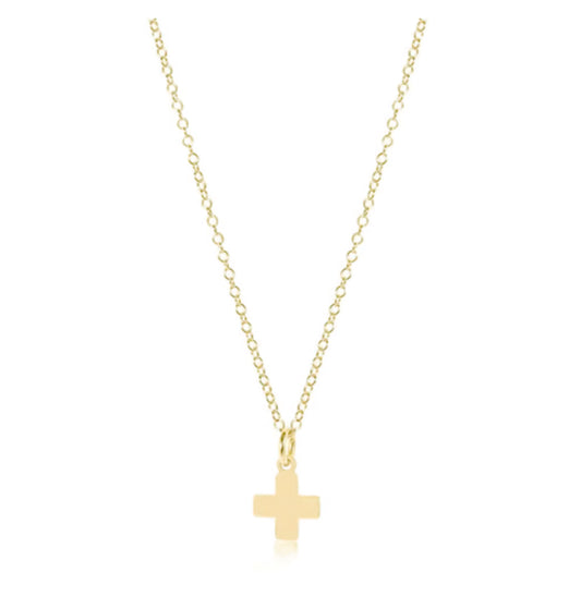 E NEWTON 16” NECKLACE GOLD SIGNATURE CROSS GOLD CHARM