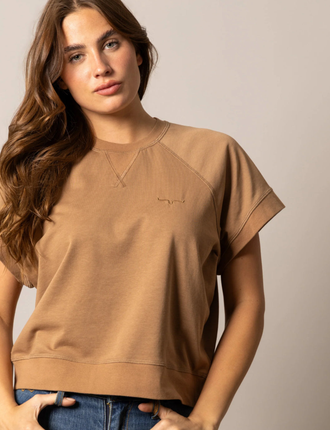 KIMES RANCH HOLLY WOMENS CROP FLEECE SHORT SLEEVE SHIRT