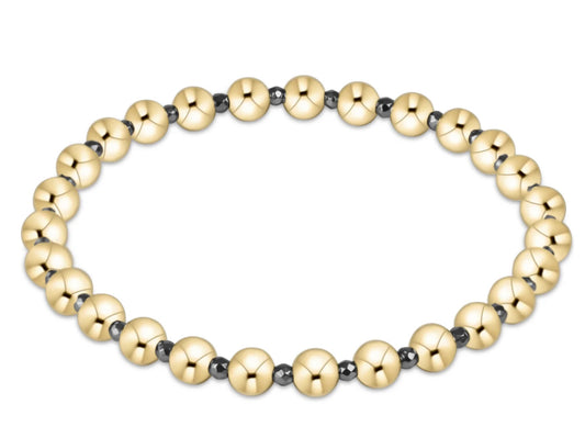 E NEWTON SILVER FACETED HEMATITE GRATEFUL PATTERN 5MM BEAD BRACELET