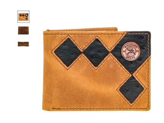 HOOEY SHILOH DIAMOND PATCHWORK CUTOUT FRONT POCKET BIFOLD WALLET