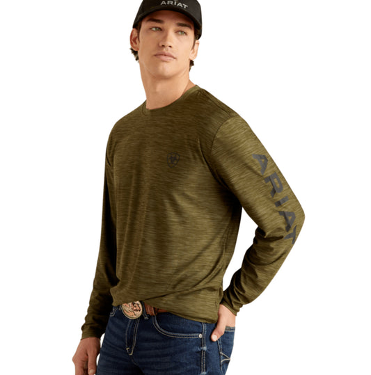 ARIAT MENS CHARGER LOGO LONG SLEEVE T-SHIRT
