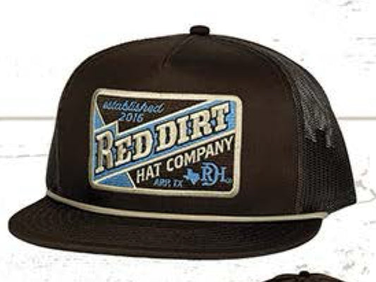RED DIRT HAT CO TRUE GRIT-BROWN/BROWN TAN ROPE 5 PANEL FLAT BILL SNAPBACK HAT