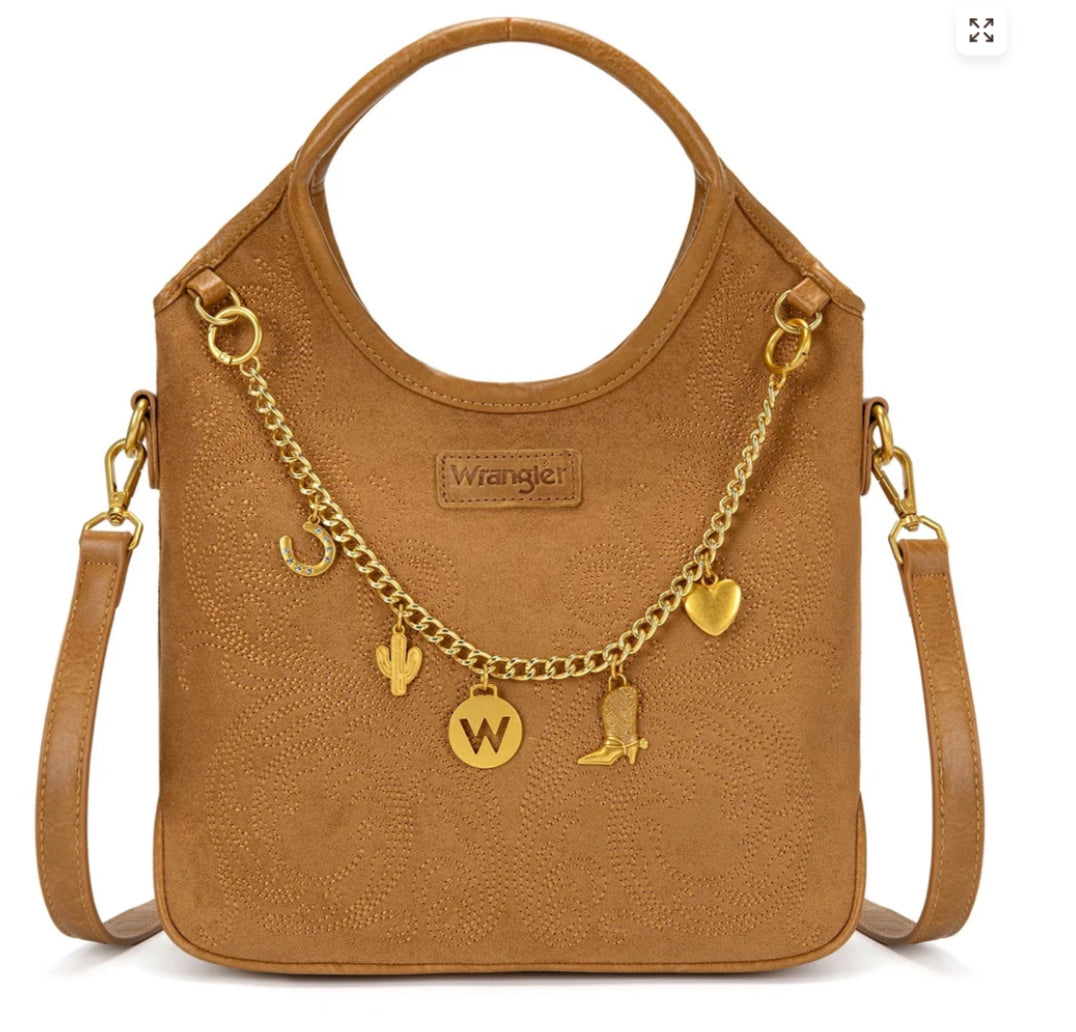 WRANGLER CHARM CHAIN HOBO TOTE BAG