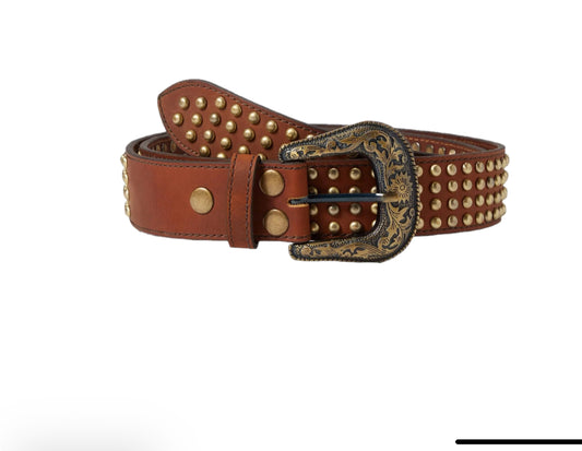 ARIAT WOMENS GOLD STUDDED PATTERN BELT