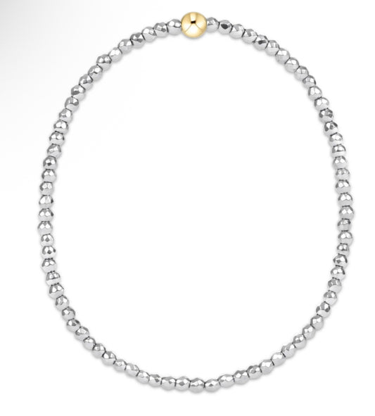 E NEWTON SILVER FACETED HEMATITE 2MM BEAD BRACELET