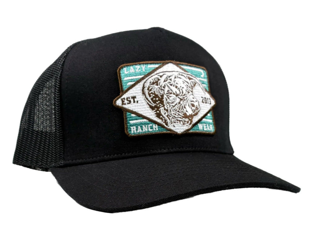 LAZY J RANCH BLACK IRON HORN CLASSIC FIVE PANEL TRUCKER HAT