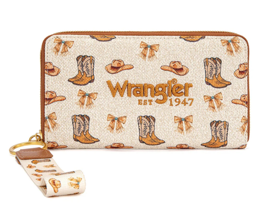 Wrangler Western Print RFID Blocking Zippered Cowgirl Wallet
