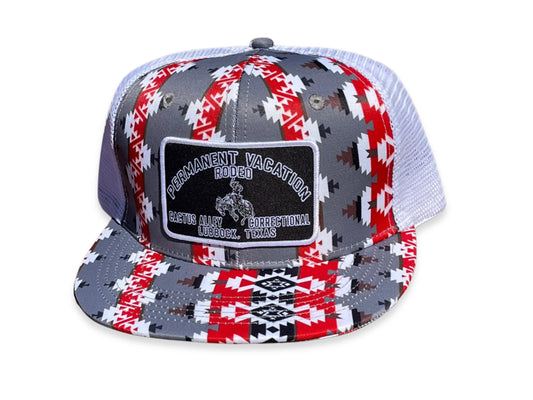 CACTUS ALLEY HAT CO PERMANENT VACATION BLACK RED WHITE AZTEC SNAPBACK CAP