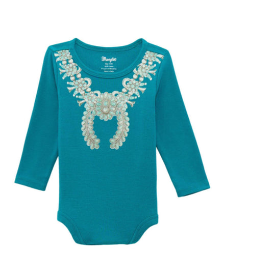 WRANGLER BABY GIRLS BODYSUIT WITH SQUASH BLOSSOM NECKLACE PRINT