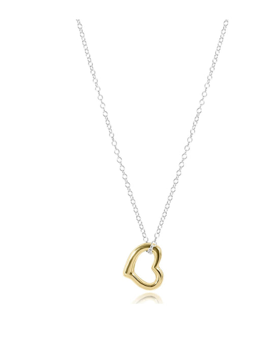 E NEWTON 16” NECKLACE STERLING MIXED METAL-LOVE GOLD CHARM