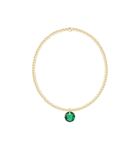 E NEWTON CLASSIC GOLD 2MM BRACELET- REFLECTION SMALL BIRTHSTONE CHARM