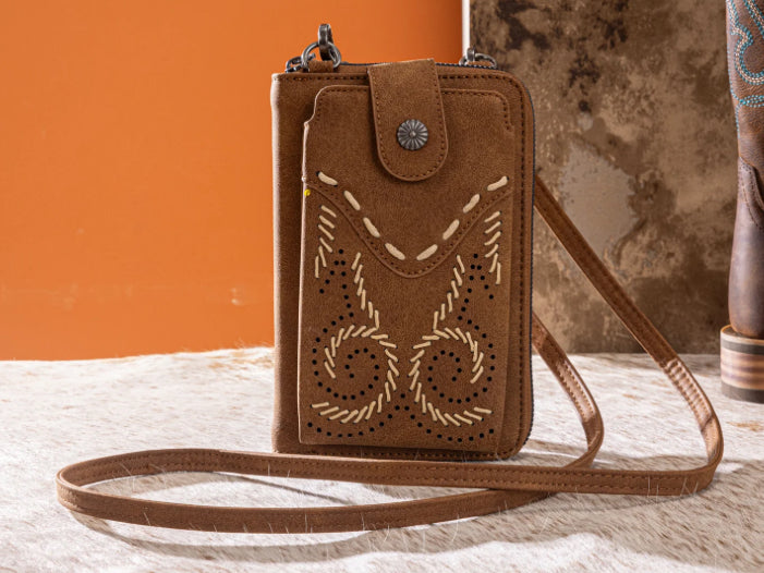 WRANGLER WESTERN STITCH RFID PHONE CROSSBODY WALLET/CROSSBODY