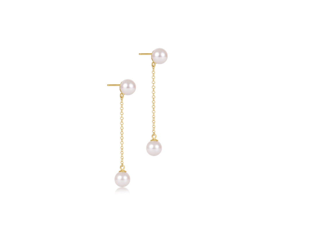 E NEWTO SIMPLICITY CHAIN GOLD DROP PEARL 6MM EARRINGS