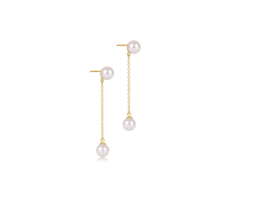 E NEWTO SIMPLICITY CHAIN GOLD DROP PEARL 6MM EARRINGS