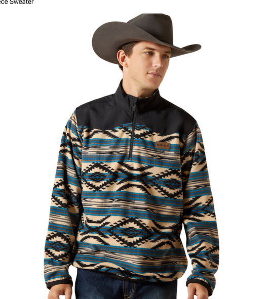 ARIAT MENS BASIC FLEECE 1/4 ZIP IN AZTEC PATTERN