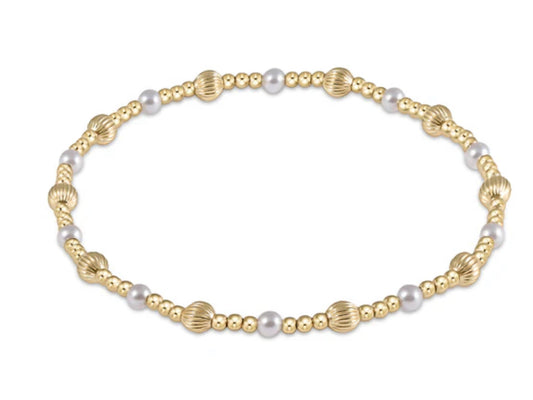E NEWTON DIGNITY SINCERITY PATTERN 4MM BEAD BRACELET-PEARL