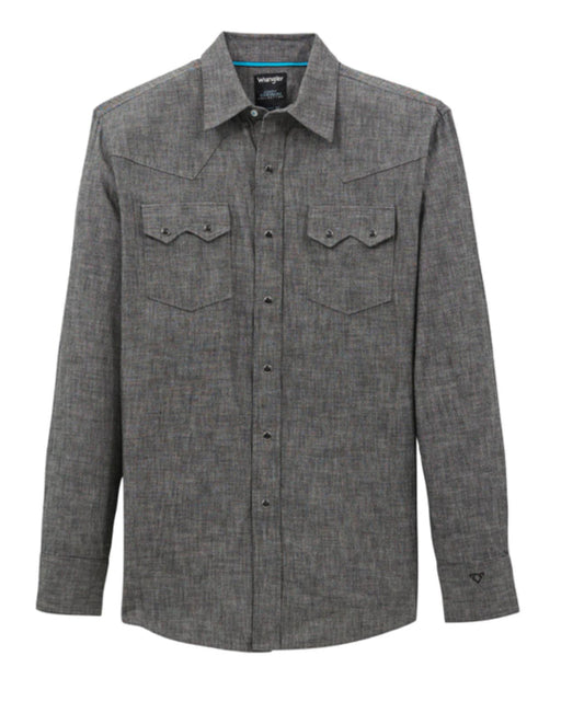 WRANGLER X CODY JOHNSON MENS LONG SLEEVE CLASSIC FIT BLACK SNAP SHIRT