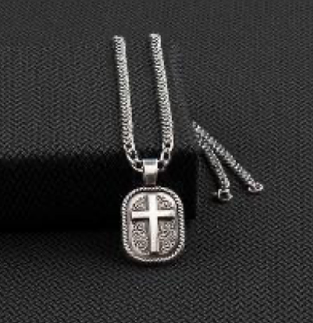 TWISTER MENS 22” FLORAL CROSS NECKLACE