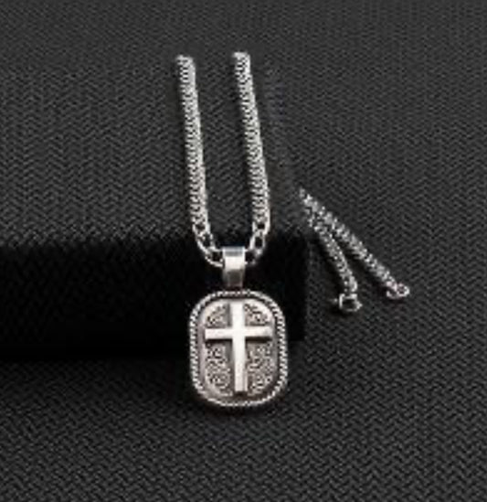 TWISTER MENS 22” FLORAL CROSS NECKLACE