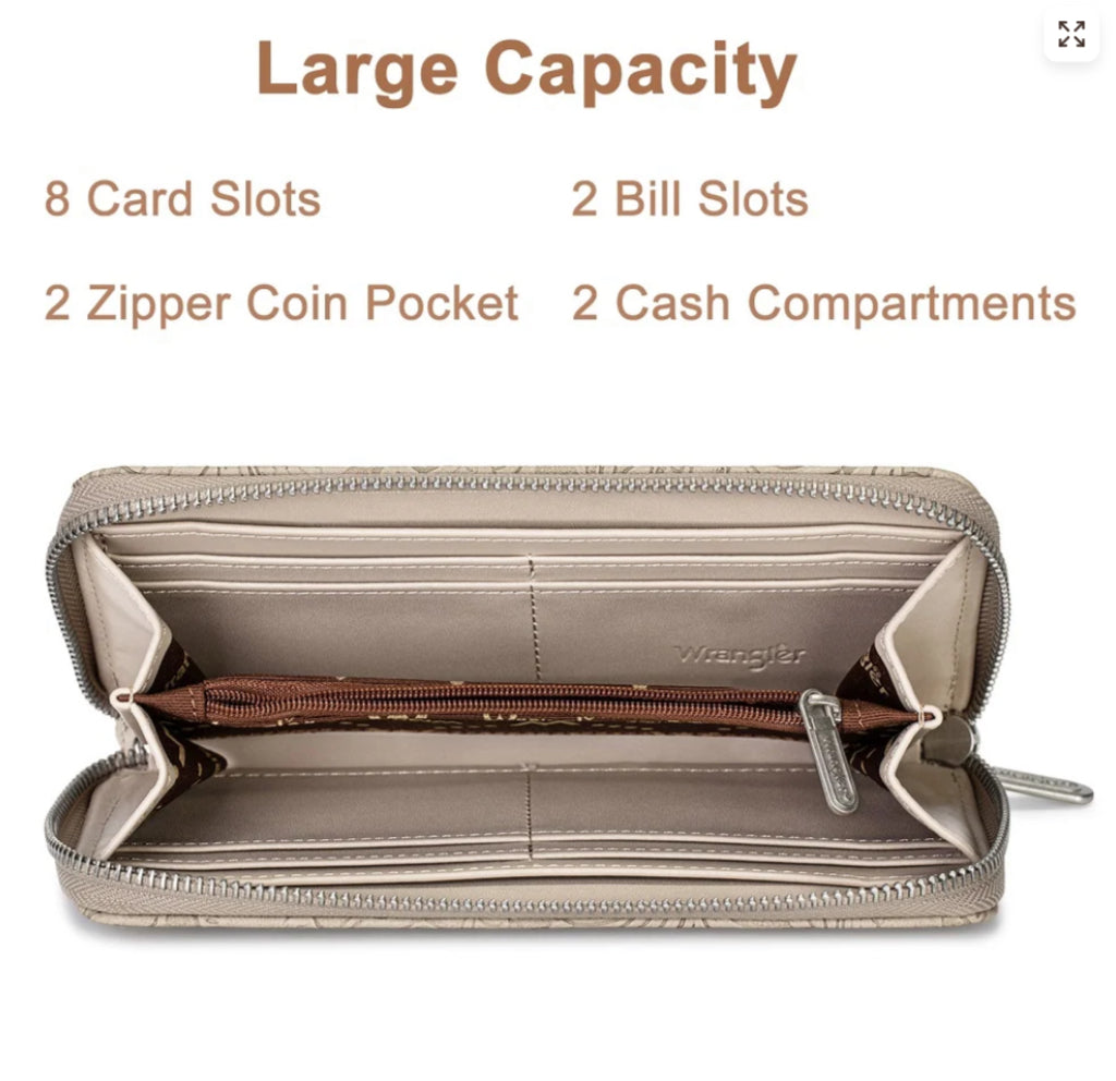 WRANGLER FLORAL TOOLED WRISTLET RFID WALLET