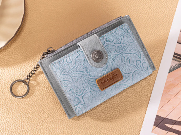 WRANGLER FLORAL EMBOSSED BI-FOLD WALLET WITH KEY RING