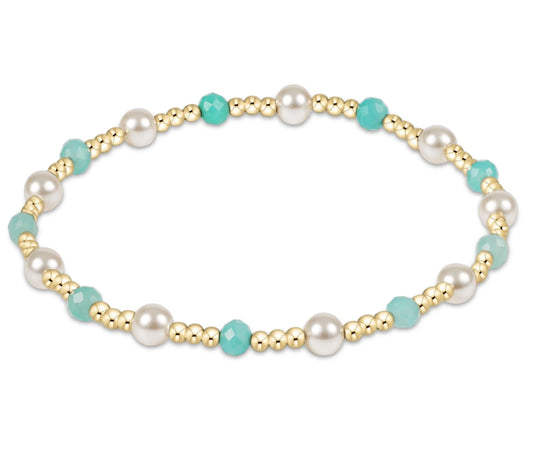 E NEWTON PEARL SINCERITY PATTERN 4MM BEAD BRACELET AQUAMARINE