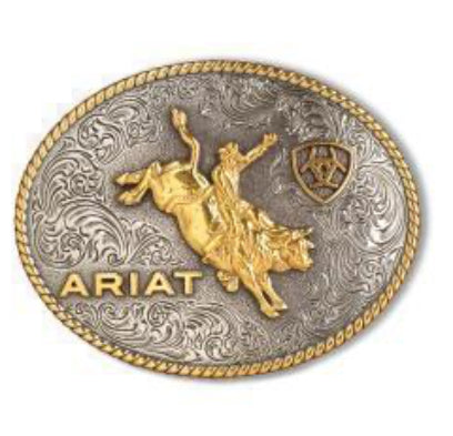 ARIAT OVAL ROPE EDGE BULLRIDER ANTIQUE SILVER AND ANTIQUE GOLD