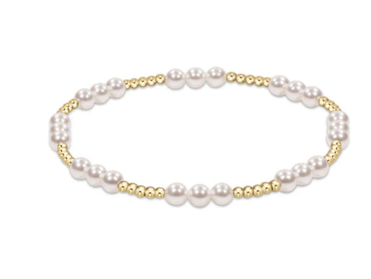 E NEWTON CLASSIC JOY PATTERN 4MM BEAD BRACELET-PEARL
