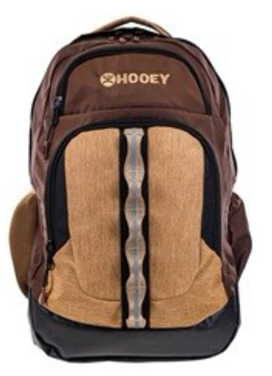 HOOEY OX BACKPACK BROWN BODY WITH TAN POCKET AND SERAPE ACCENTS