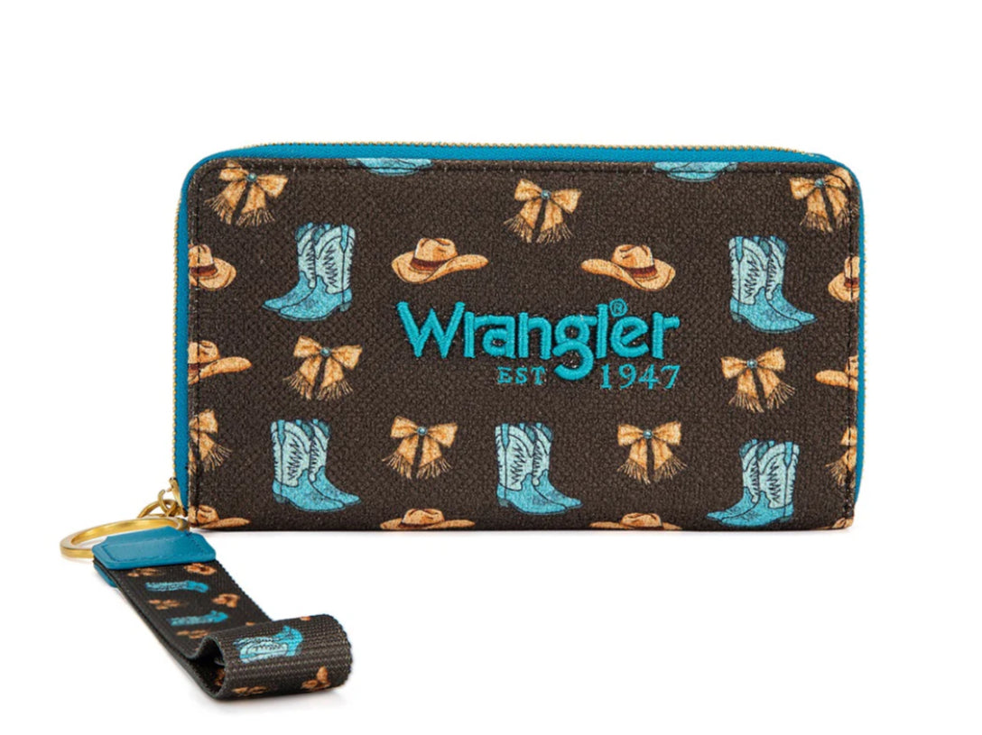 Wrangler Western Print RFID Blocking Zippered Cowgirl Wallet