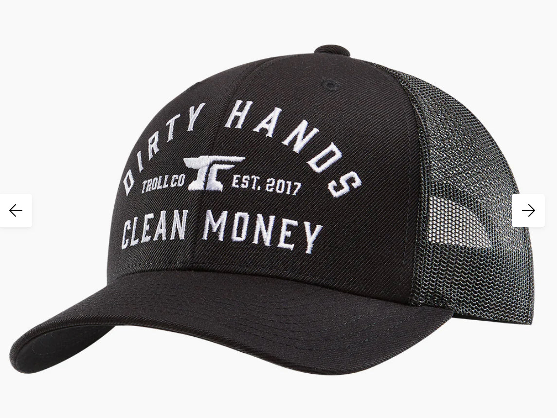 DIRTY HANDS CLEAN MONEY CLASSIC CURVED BRIM TRUCKER HAT