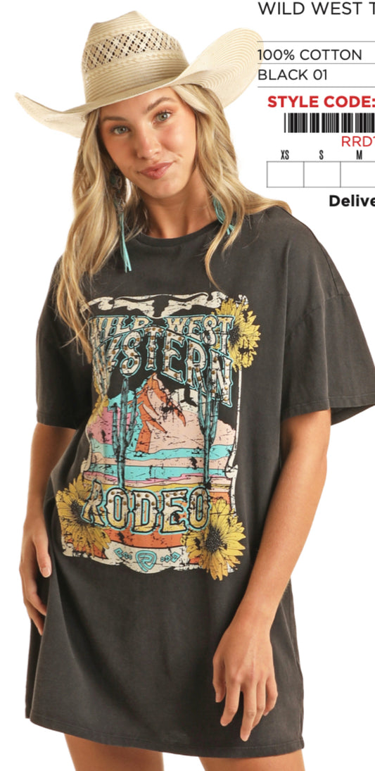 ROCK & ROLL DENIM WILD WEST T-SHIRT DRESS