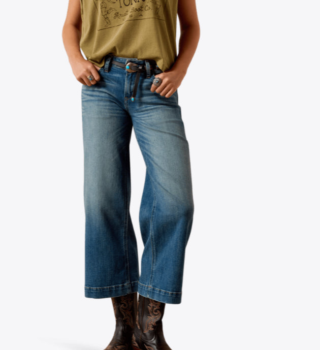 ARIAT WOMENS PERFECT RISE JAZMINE WIDE CROP JEAN 10072963