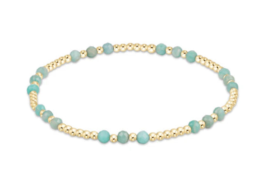 E NEWTON GEMSTONE GOLD JOY PATTERN 3MM BEAD BRACELET AMAZONITE