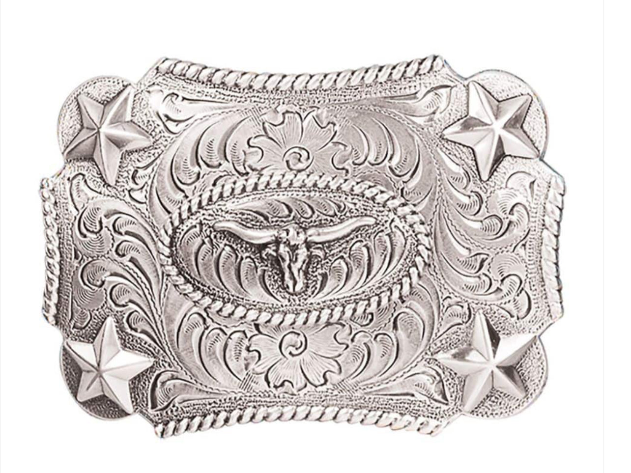 M&F YOUTH RECTANGLE STAR LONGHORN BELT BUCKLE