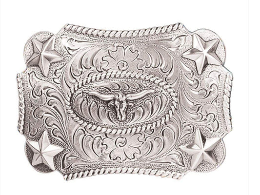 M&F YOUTH RECTANGLE STAR LONGHORN BELT BUCKLE