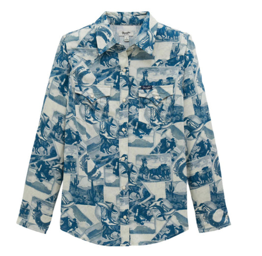 WRANGLER WOMENS RETRO AMERICANA WESTERN SNAP SHIRT